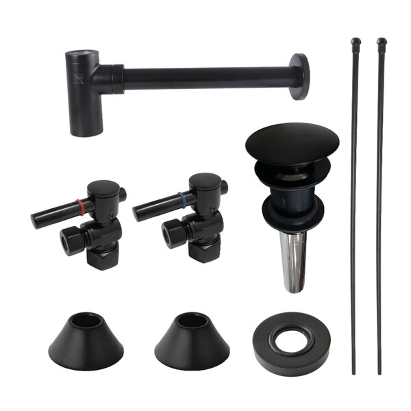 Plumbing Sink Trim Kit with Bottle Trap and Overflow Drain, Matte Black